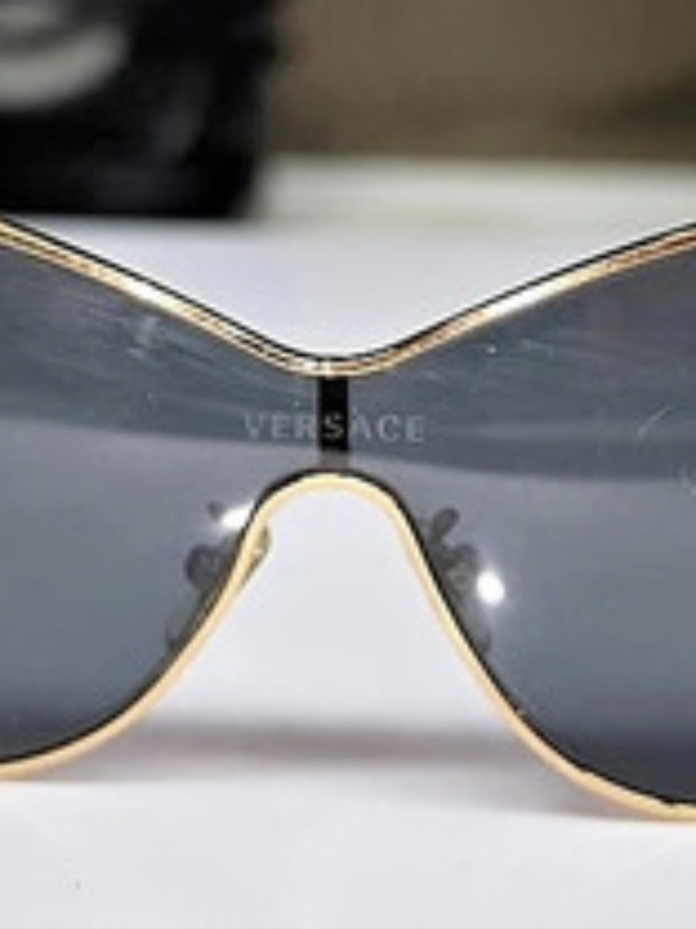 Versace VE2182 Shield Sunglasses Black & Gold
